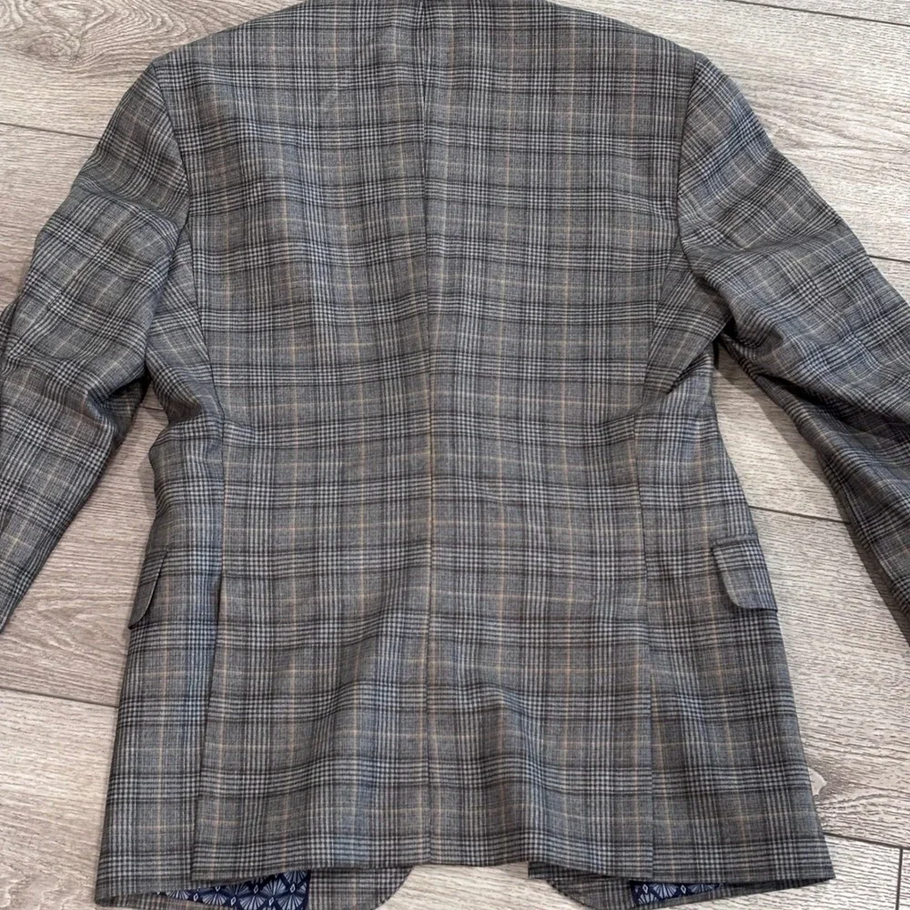 Ted Baker Sport Coat Mens 40S Grey Plaid Wool Endurance Konan SPJ Blazer